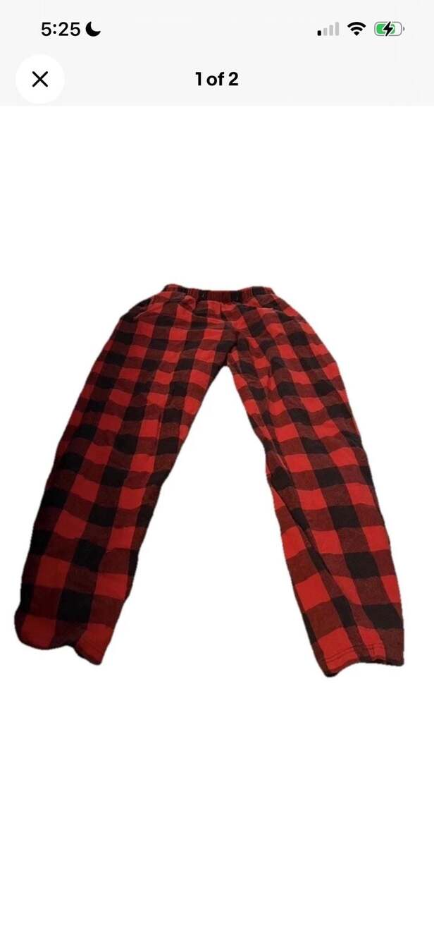 Different Touch Red Buffalo Plaid Cotton Pajama Pants for Men, Big and Tall Slee